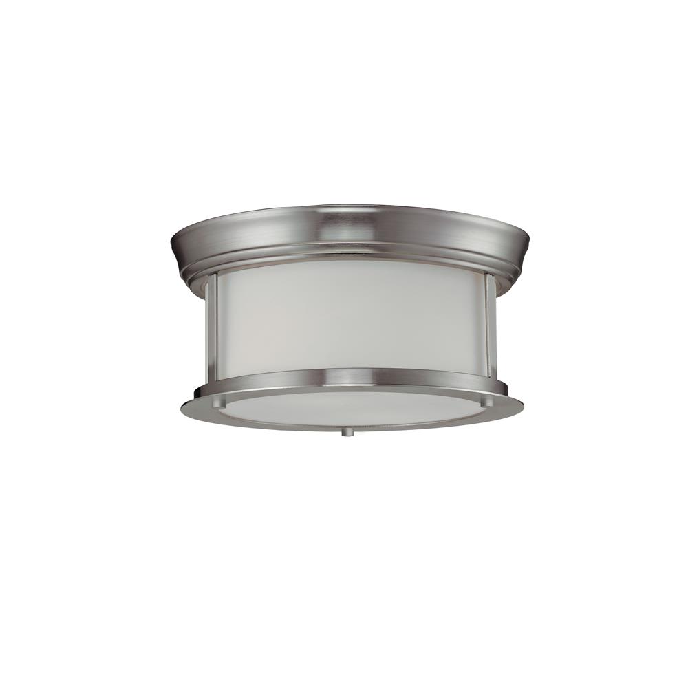 Z-Lite 2002F10-BN 2 Light Ceiling in Brushed Nickel with a Matte Opal Shade